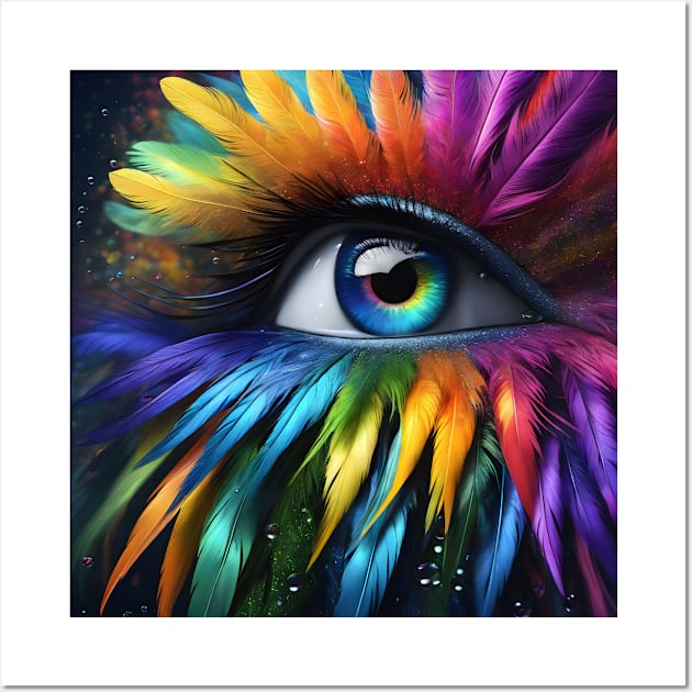 Rainbow Feather Eye Wall Art by PurplePeacock